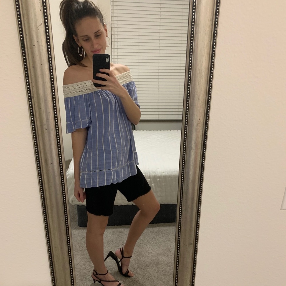 Like New blue off the shoulder top